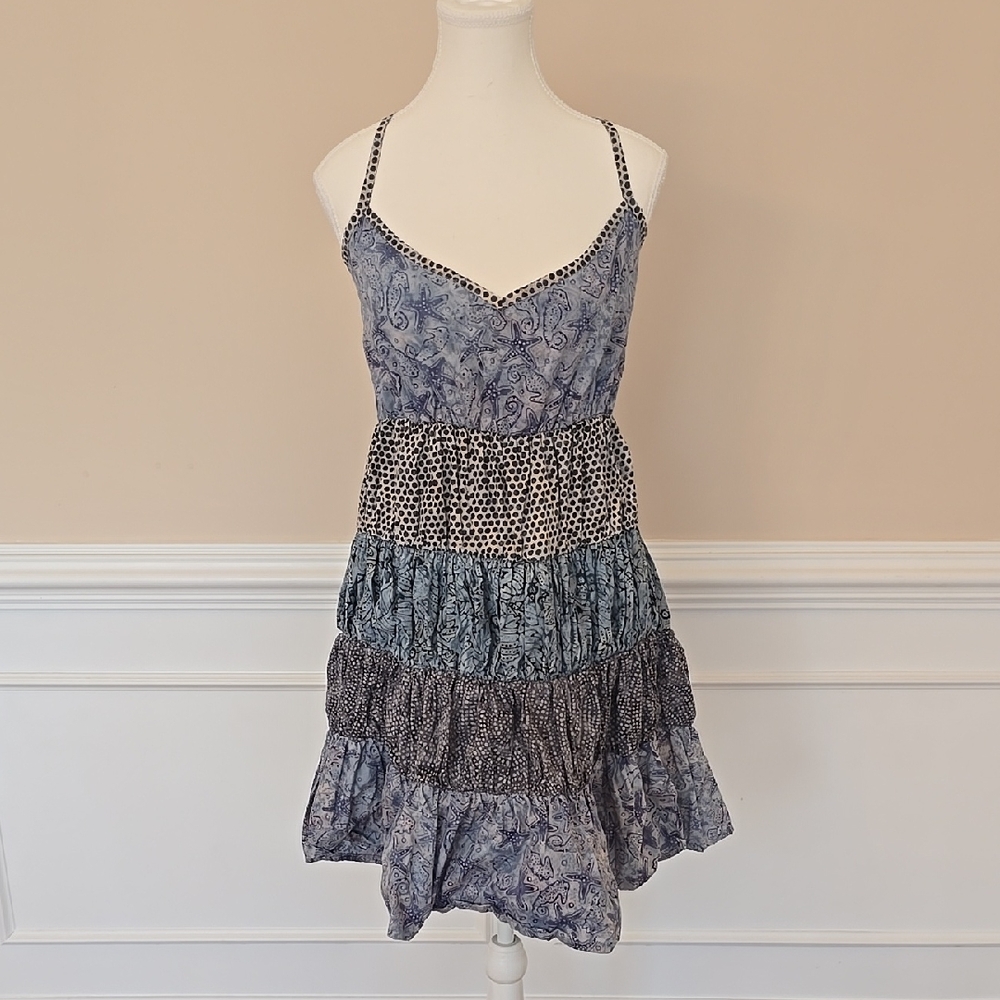 Tiered Batik Patchwork Dress - image 1